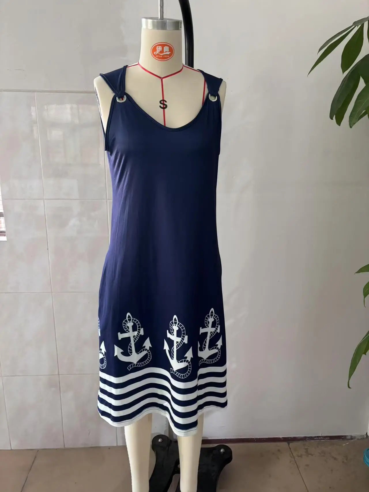 2025 New Women's Vest Skirt Pocket Ethnic Style Fashion Printed V-neck Simple Vacation Beach Mini Dress for Female