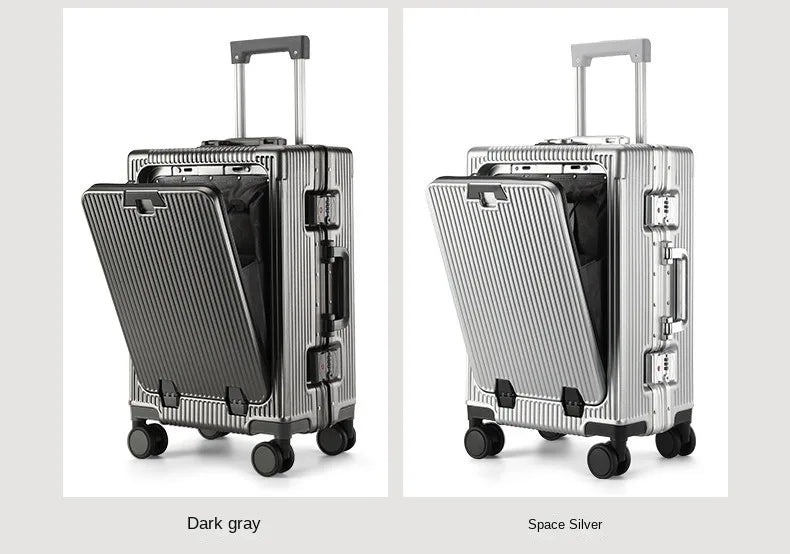 Aluminum Suitcase Front Opening Rolling Luggage