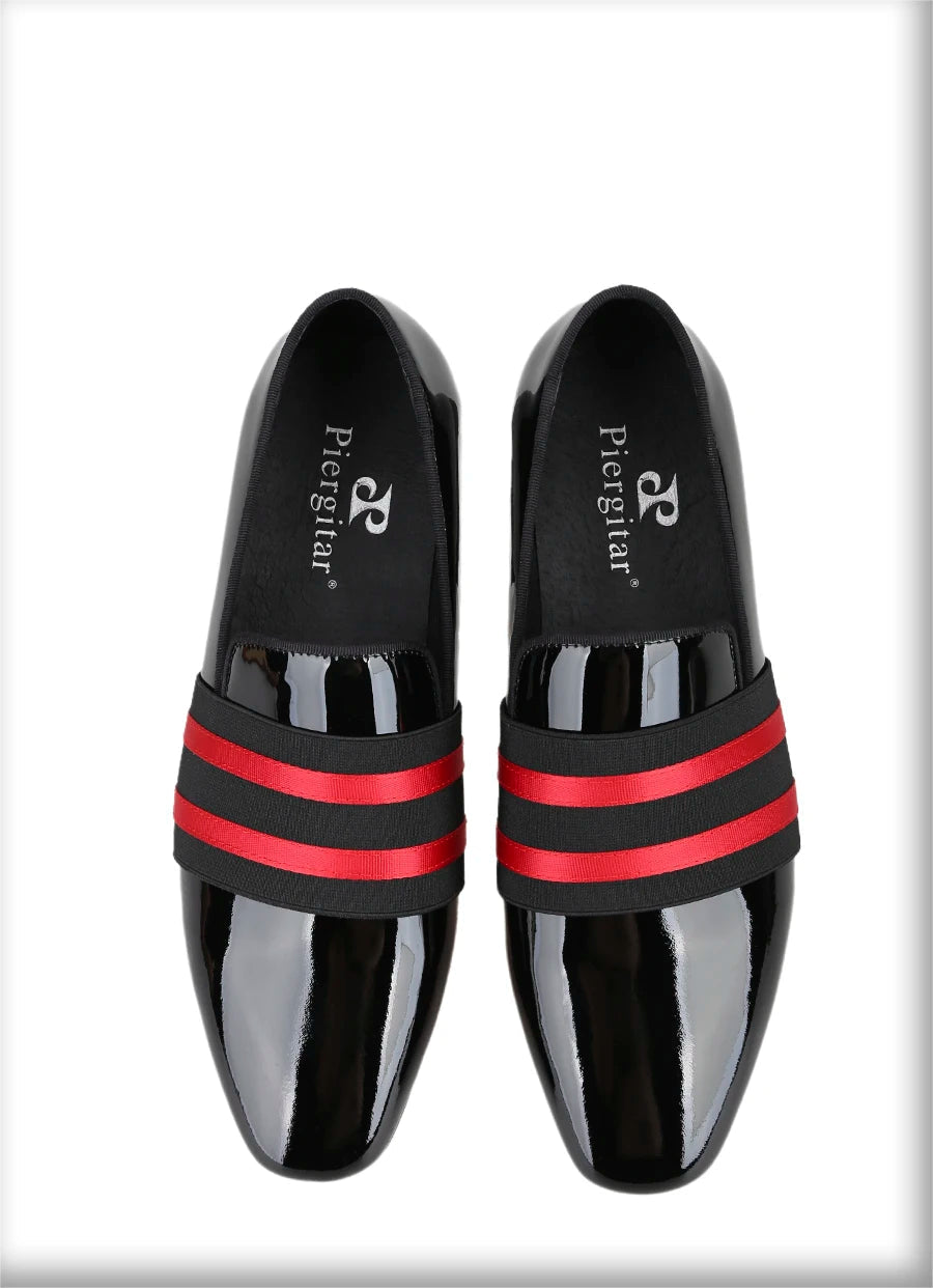 Men's Patent Leather Slip-On Shoes with Patchwork Colour Crossband Comfortable Wear for Fashion Party