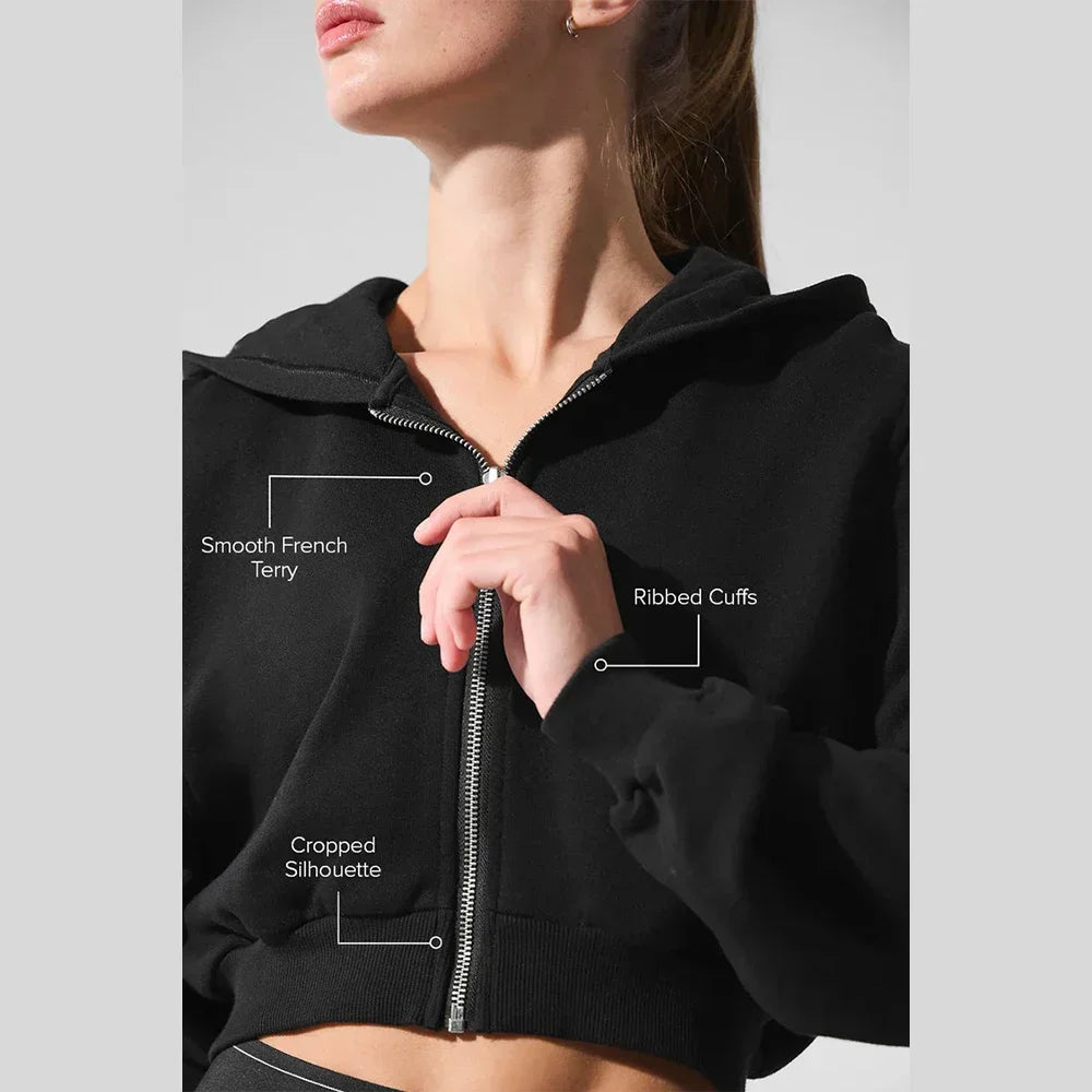 AL New Women's Jacket Yoga Full Zip Jacket Comfortable fashion Outdoor sports Fitness jogging loose casual hoodie