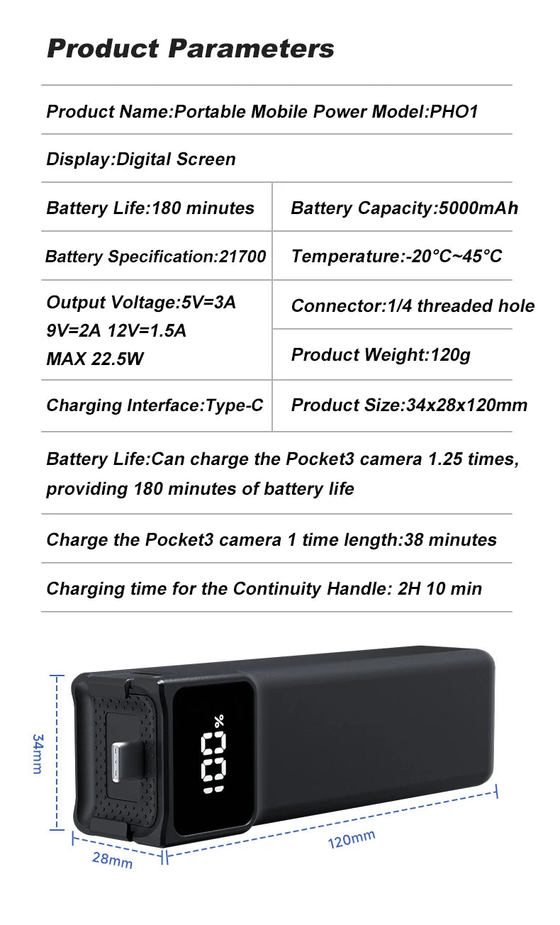 Charging Handle for DJI Osmo Pocket 3