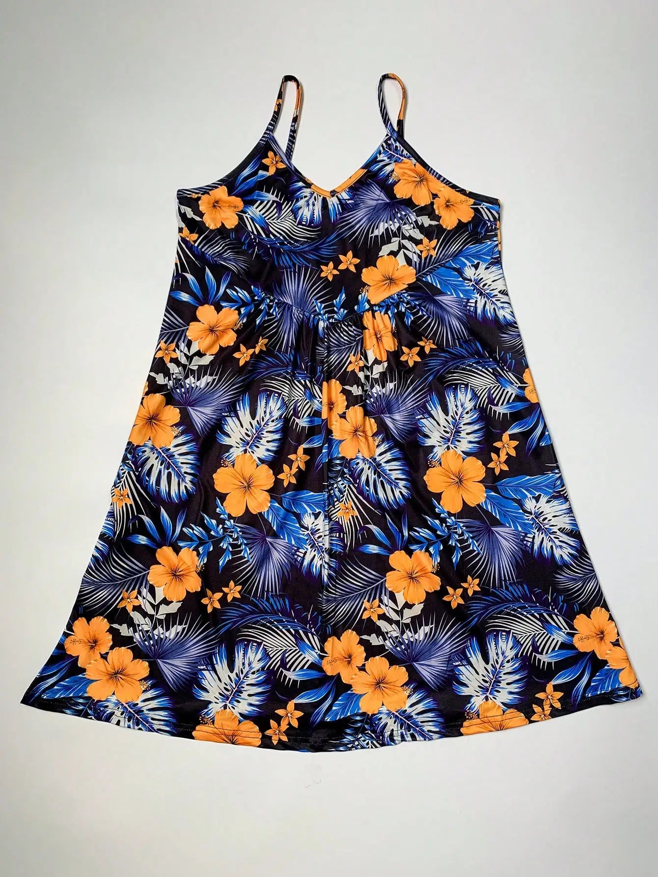 V-neck Spaghetti Strap Print Dress