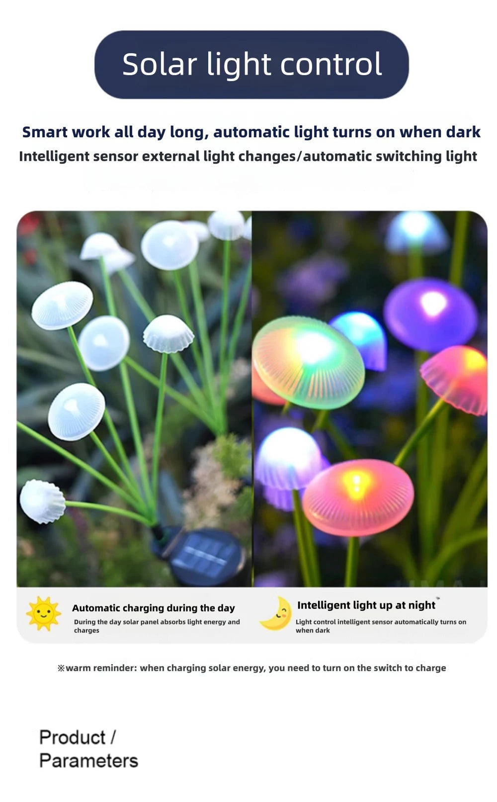 LED Solar Jellyfish Mushroom Fairy Lights