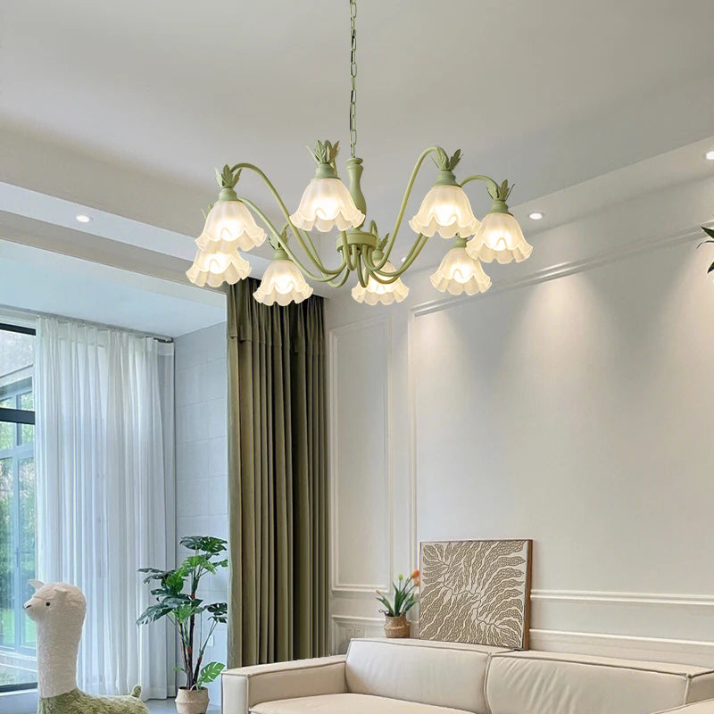 Green Pastoral Style Flower Pendel Chandelier