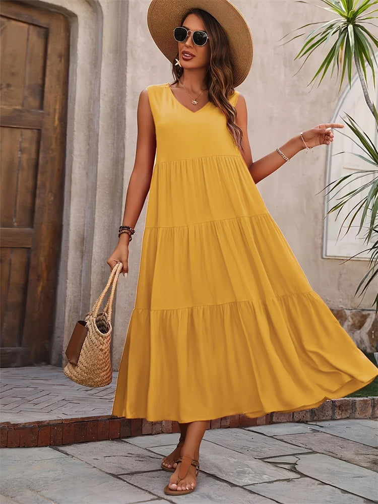 Long Loose Ruffle Dress