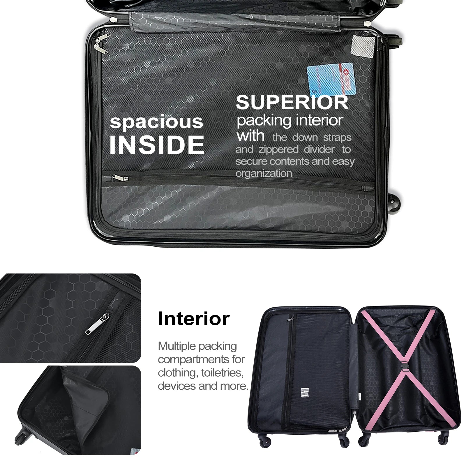 3 Piece TSA Lock Carry-on luggage (20inch 24inch 28inch)