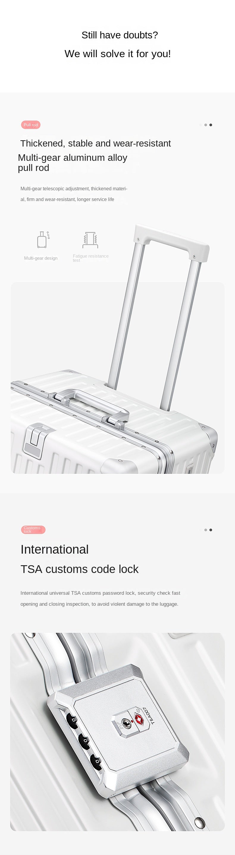 Large Capacity Aluminum Frame Trolley Luggage