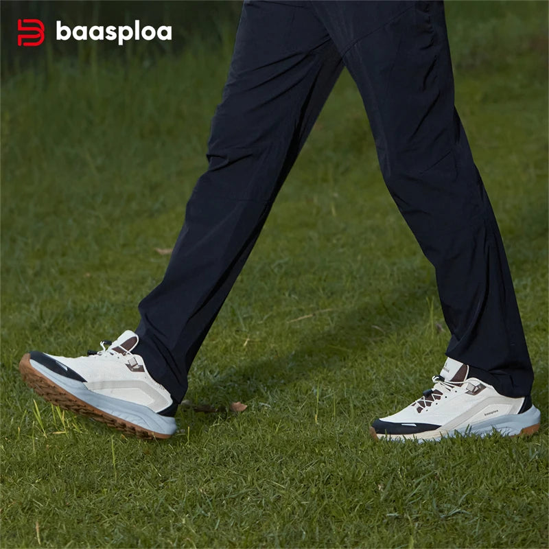 Baasploa Summer Hiking Shoes Men Mesh Breathable Comfort Male Shoes Outdoor Climbing Waterproof Non-slip Wear-resistant Sneakers