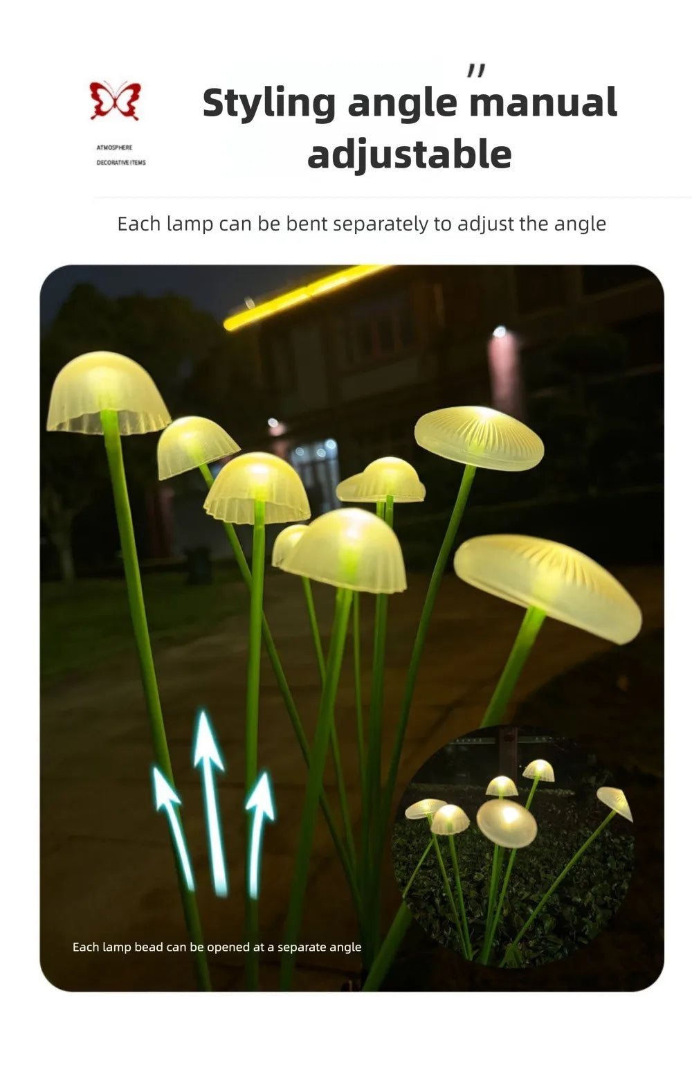 LED Solar Jellyfish Mushroom Fairy Lights