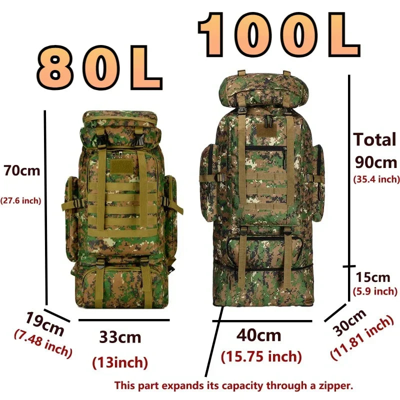 80L/100L Mountaineering Tactical Backpack