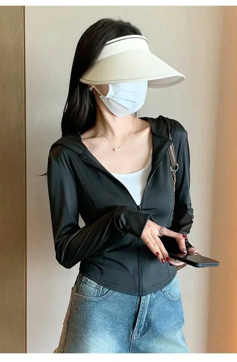 Sports Coat Hoodies Women Sweatshirt Sun Protective Clothing UV Protective Clothing Is Cool and Breathable JackeWomen Jacket