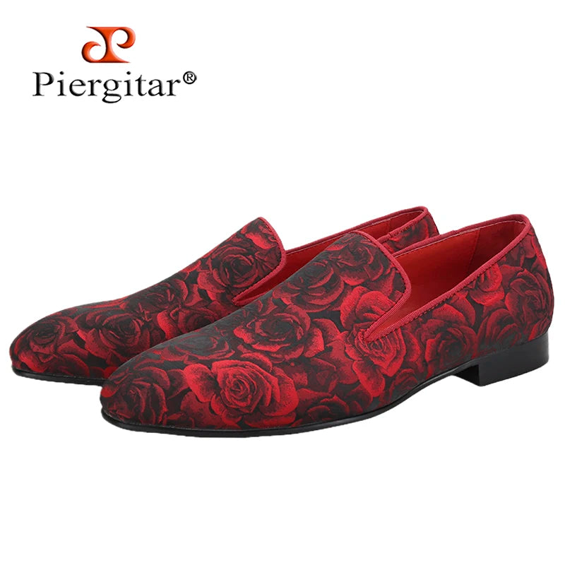 Piergitar Three Dimensional Flower Jacquard Fabric Men's Loafers For Party And Wedding Slip-On Moccasins Handmade In Guang Zhou
