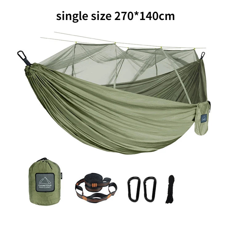 Single and Double Size Nylon Fabric Portable Travel Hammock