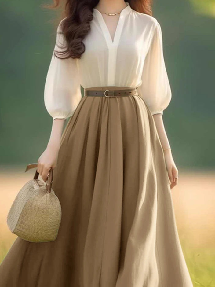 Women's V-Neck Half Sleeve Dress