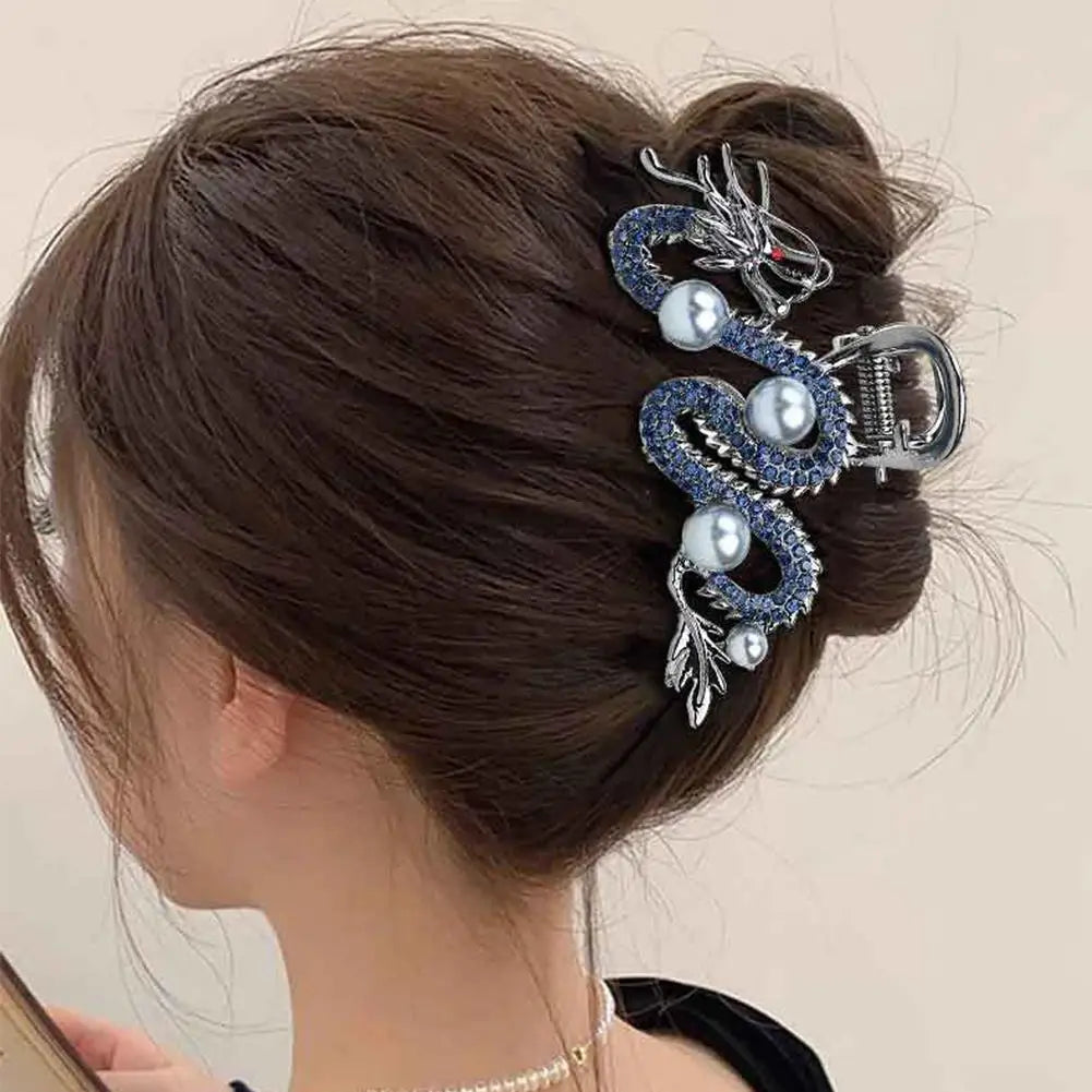 Blue Dragon Hairpin With Pearl Hair Claw