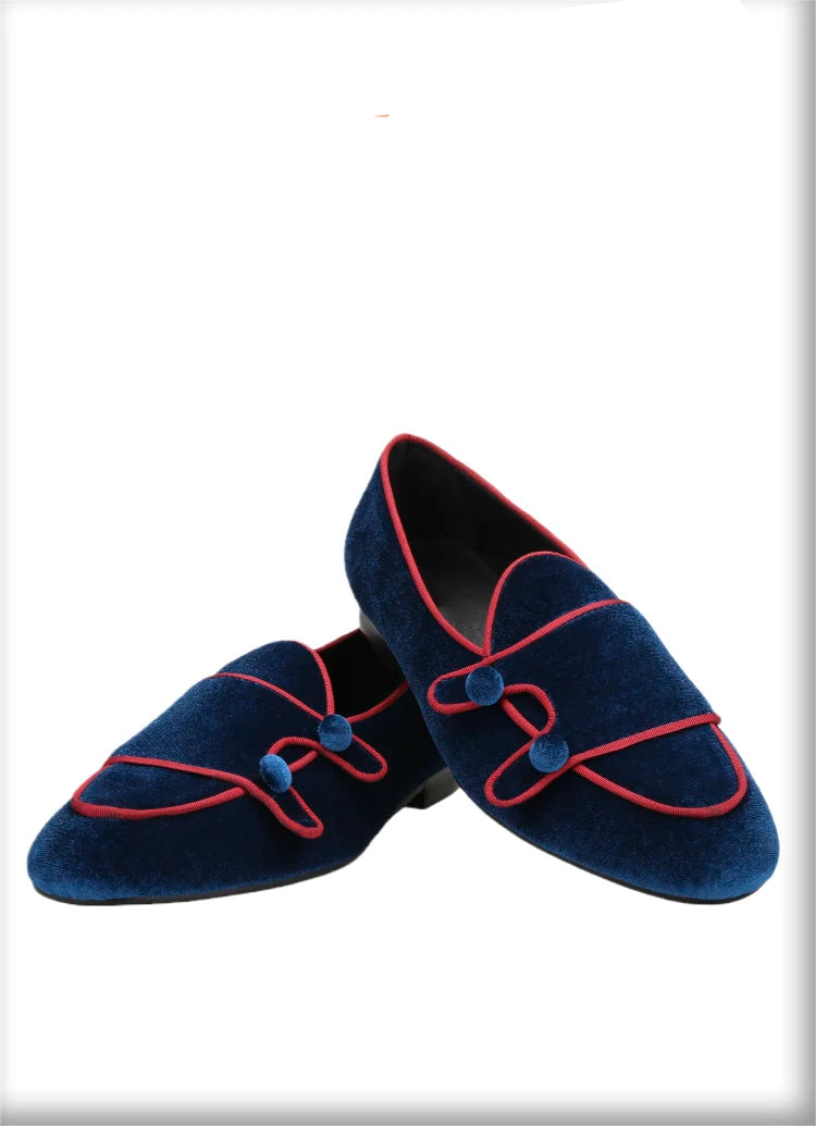 Double Monk Men Velvet Shoes Made Adult Fashion Dress Moccasins Luxury Designer Brand Men Loafers Plus-Size