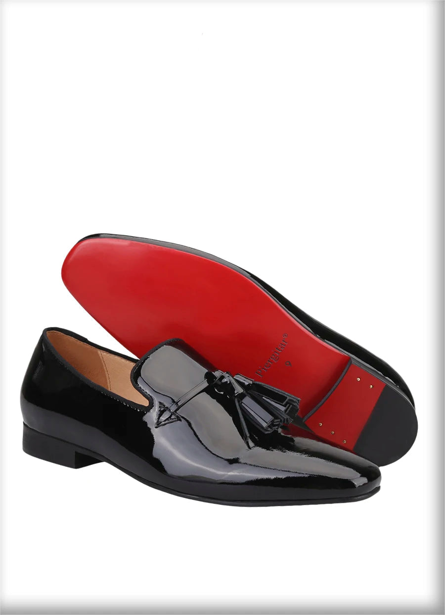 2024 New Model Royal Blue & Black Patent Leather Mens Tassels Shoe for Fashion Party Handmade Slip On Loafers