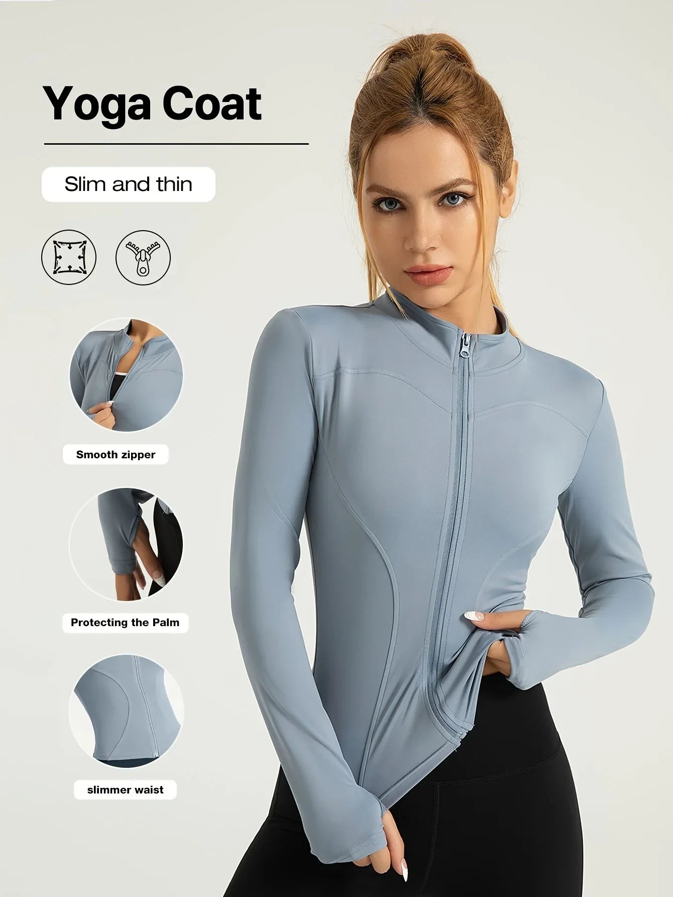 Seamless Sports Outerwear Yoga Coat Cropped Jacket for Gym Running High Waisted Moisture Wicking Workout Top with Coat Women