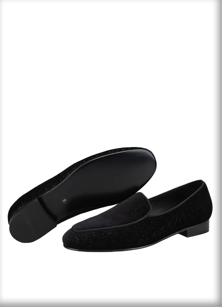 Handmade Meteor Shower Velvet Men's Loafers British Style Class Slip-On Men Smoking Sliders Plus Size