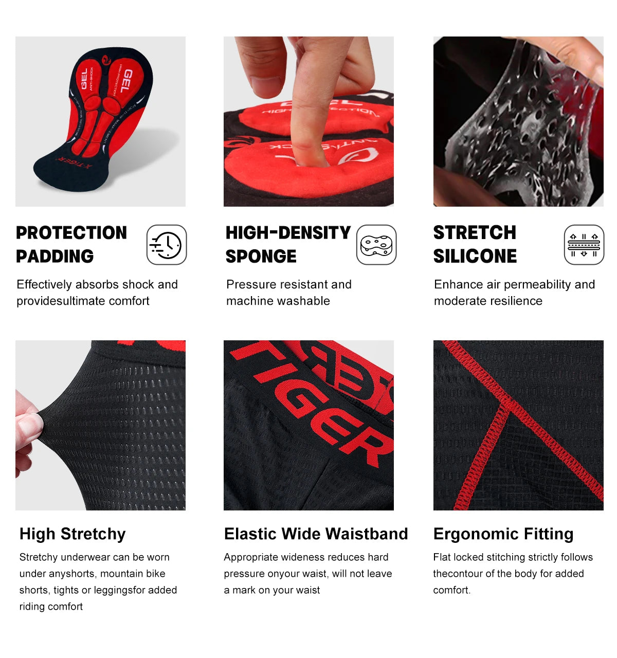 Mesh Cycling Underwear Gel Pad Shockproof MTB Bike Shorts