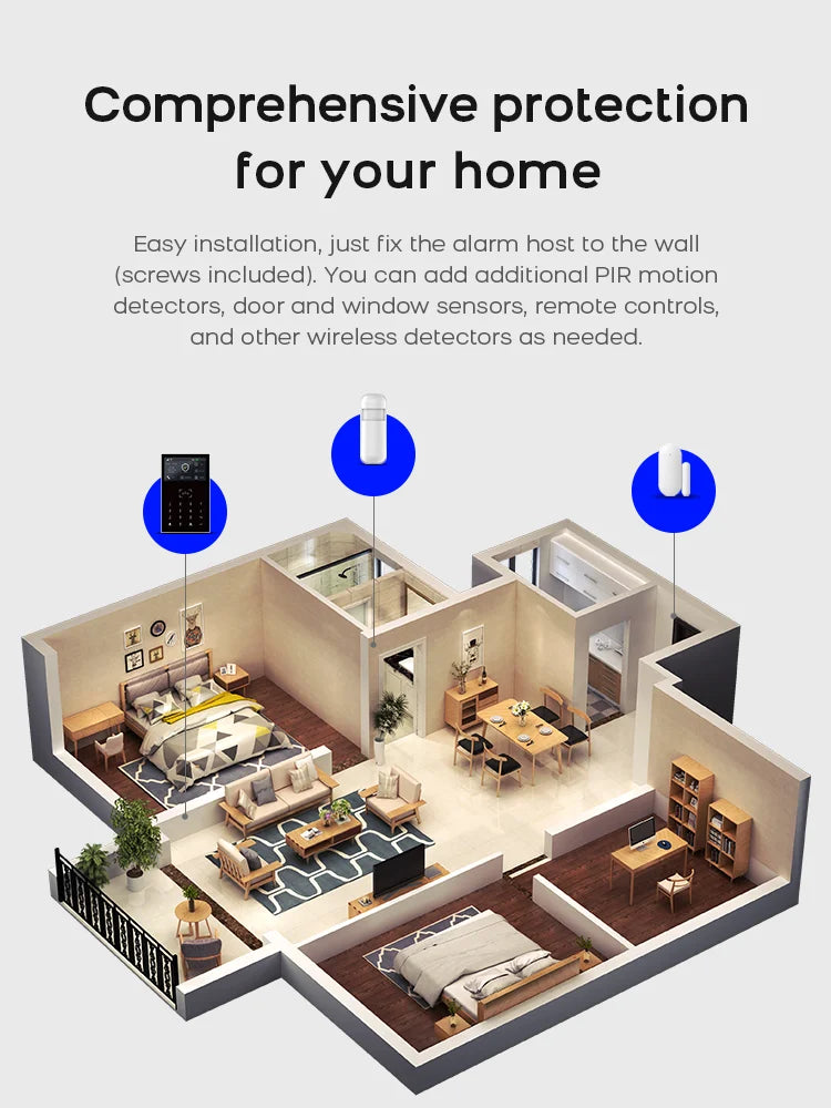 PGST 4G & Wifi Home Security System Wireless, Smart Home Alarm Security Systems, Smart Life App Control Works with ALexa