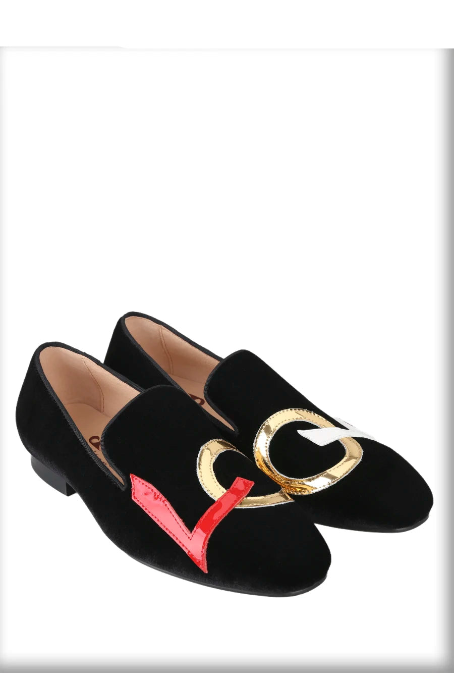 Handmade Black Velvet Shoes Featuring "LOVE", Leather Letters for Fashion Party CL Same Style Men's Loafers