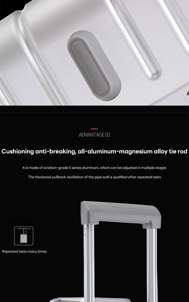 All-aluminum-magnesium alloy trolley suitcase