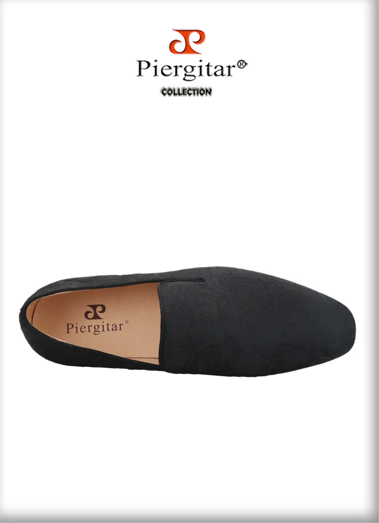 Piergitar Three Dimensional Flower Jacquard Fabric Men's Loafers For Party And Wedding Slip-On Moccasins Handmade In Guang Zhou