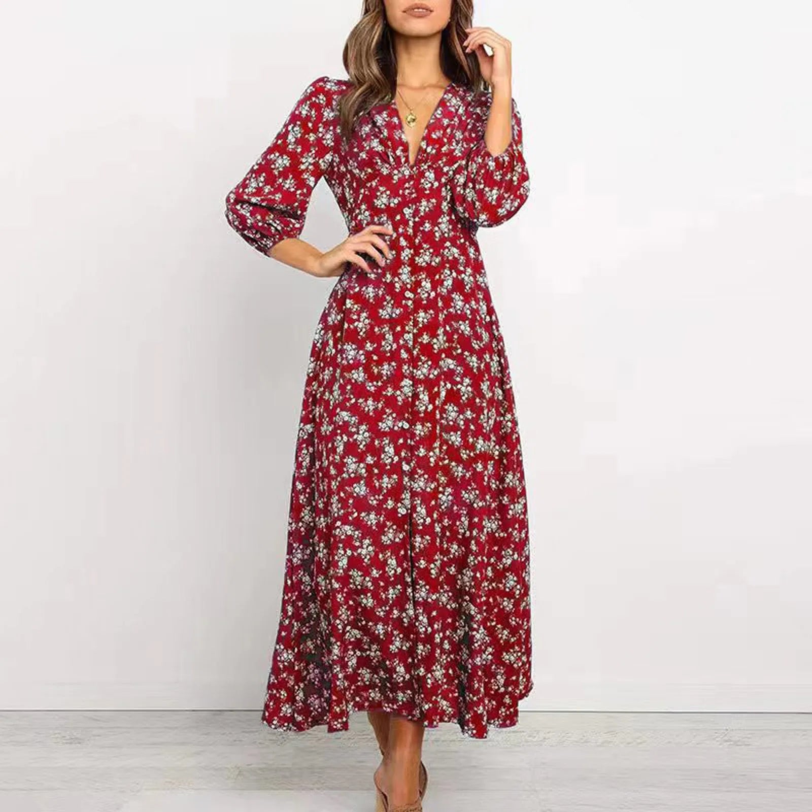 Women's Long Sleeve Floral Maxi Dress