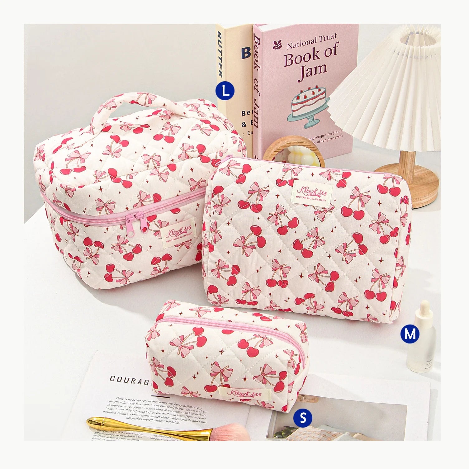 1pcs Quilted Cotton Makeup Bag