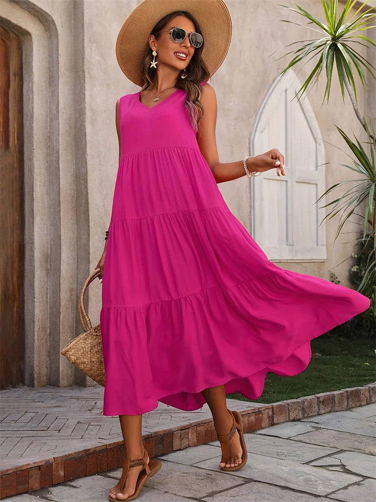 Long Loose Ruffle Dress