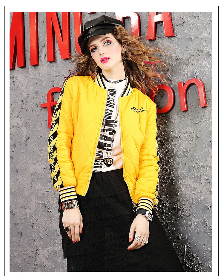 Yellow Winter coat for women short jackets for women Women's Long Sleeve coat Woman clothing Women's top