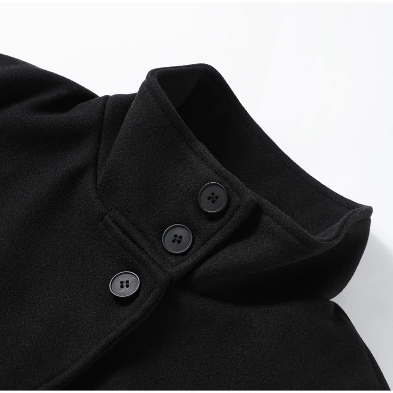 Stand Collar Women Winter Woolen Coats 2025 Spring Single Breasted Loose Female Long Sleeve Jacket Office Lady Street Short Coat