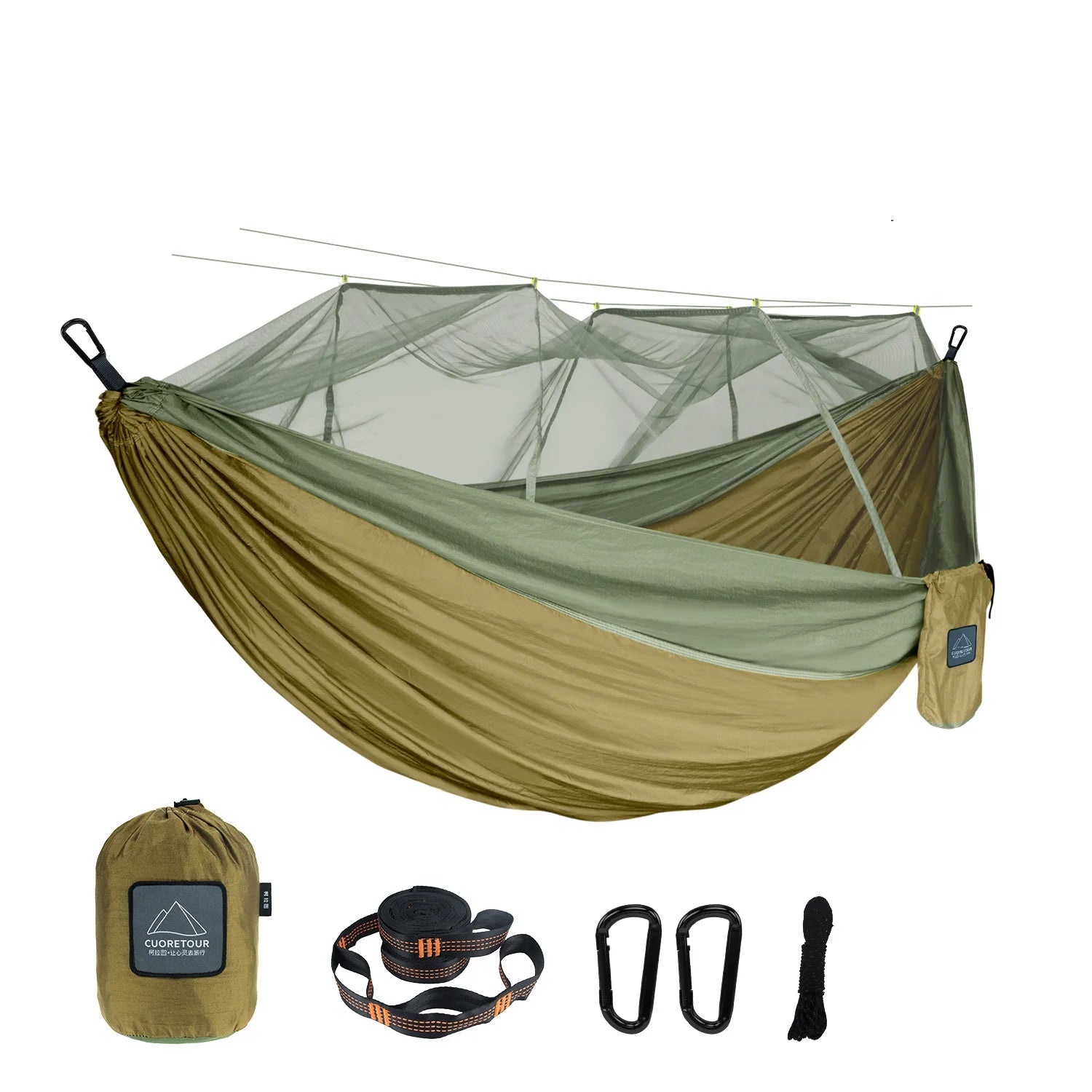 Single and Double Size Nylon Fabric Portable Travel Hammock