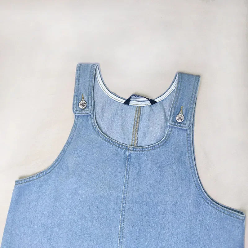 Women's Denim Dress Sexy Cool Strap Mini Dress Solid Color Sleeveless Pockets High Waist