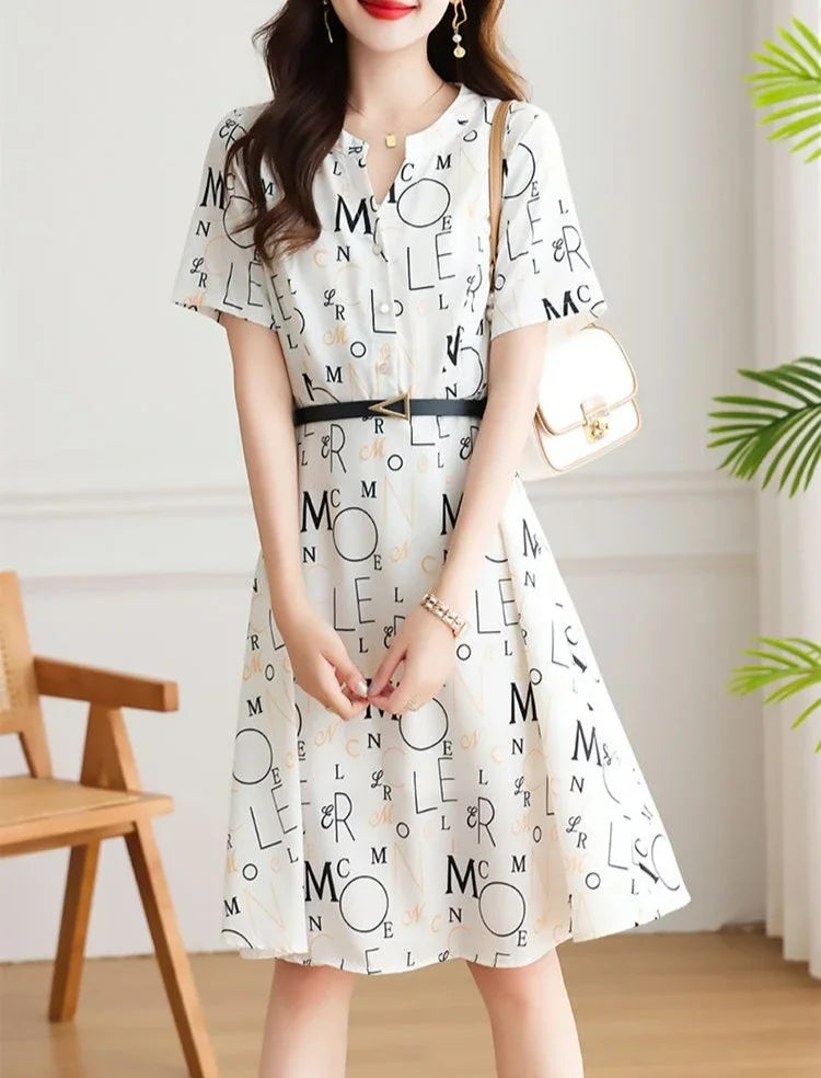 Midi-length Satin Woman Dress with chiffon
