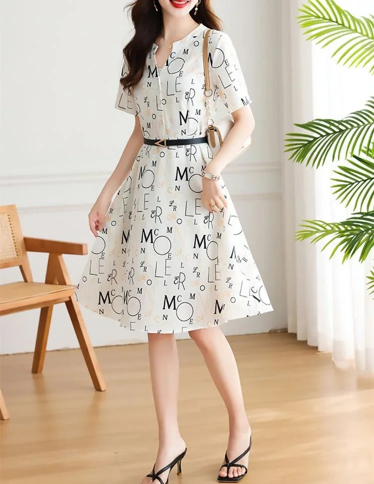 Midi-length Satin Woman Dress with chiffon