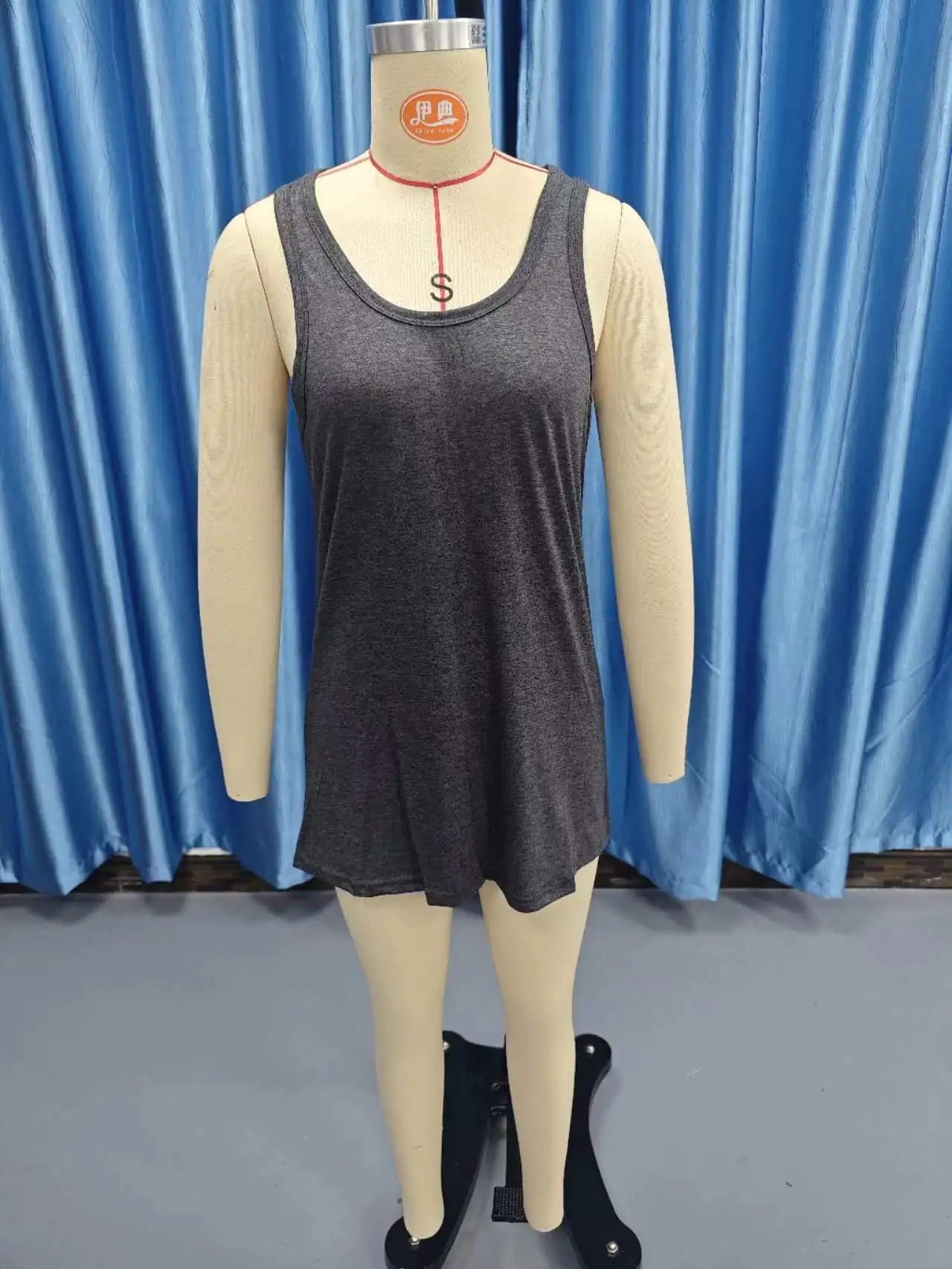 Summer environment women's solid color U-neck sleeveless herringbone suspender vest dress casual versatile short skirt