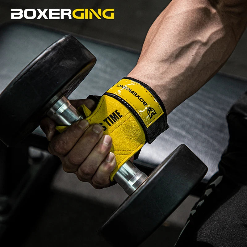 Cowhide Gym Gloves Grips