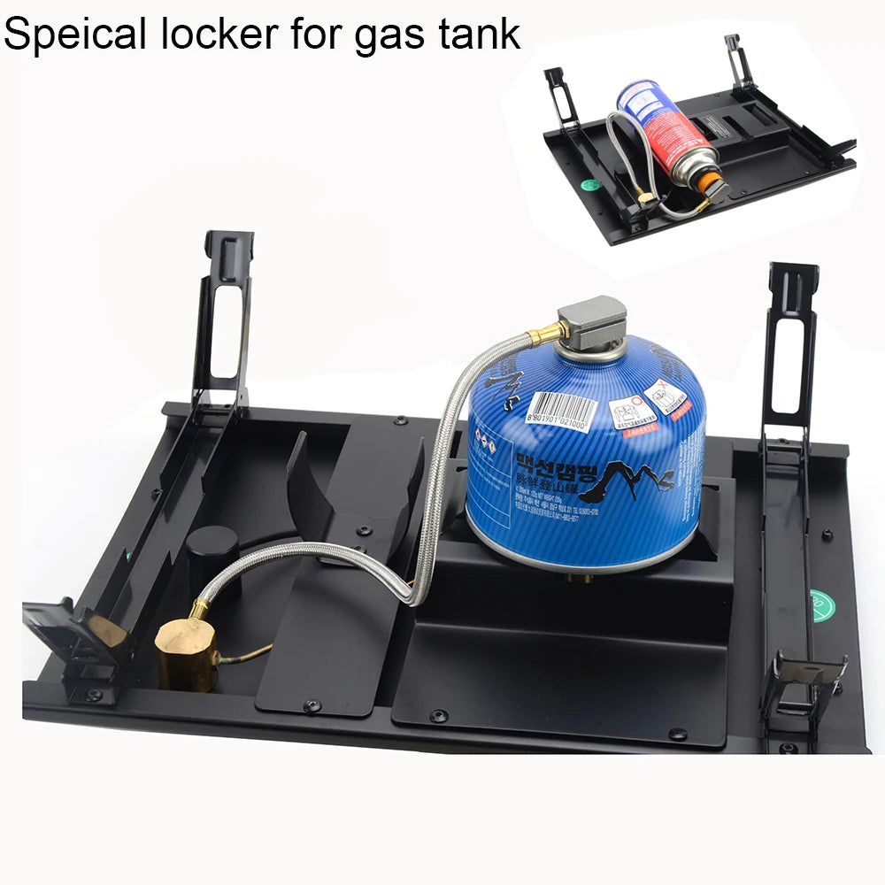 Portable Camping Folding Removable Wood Table Gas Stove