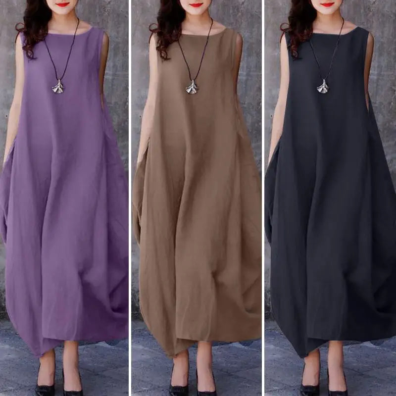 Women's Long Loose Sleeveless Dress