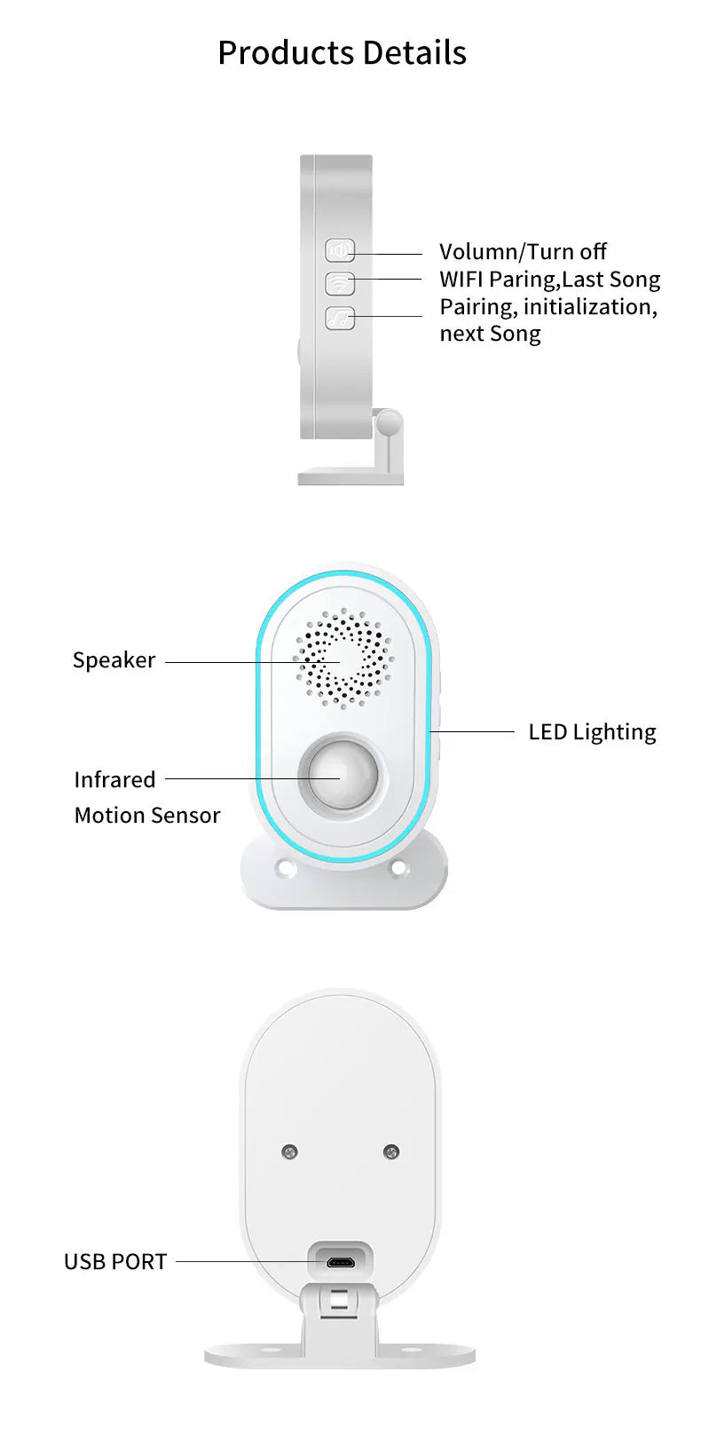 Tuya Wifi Home Security Alarm System Or 433MHz Wireless Receiver Smart Welcome Ding Dong Chime Ringtone PIR Motion Detect Device