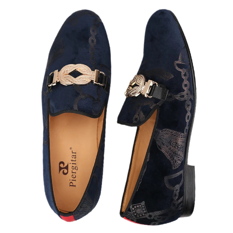Men's Classic Loafers With Paisley Printing Made By Hand In Court Style