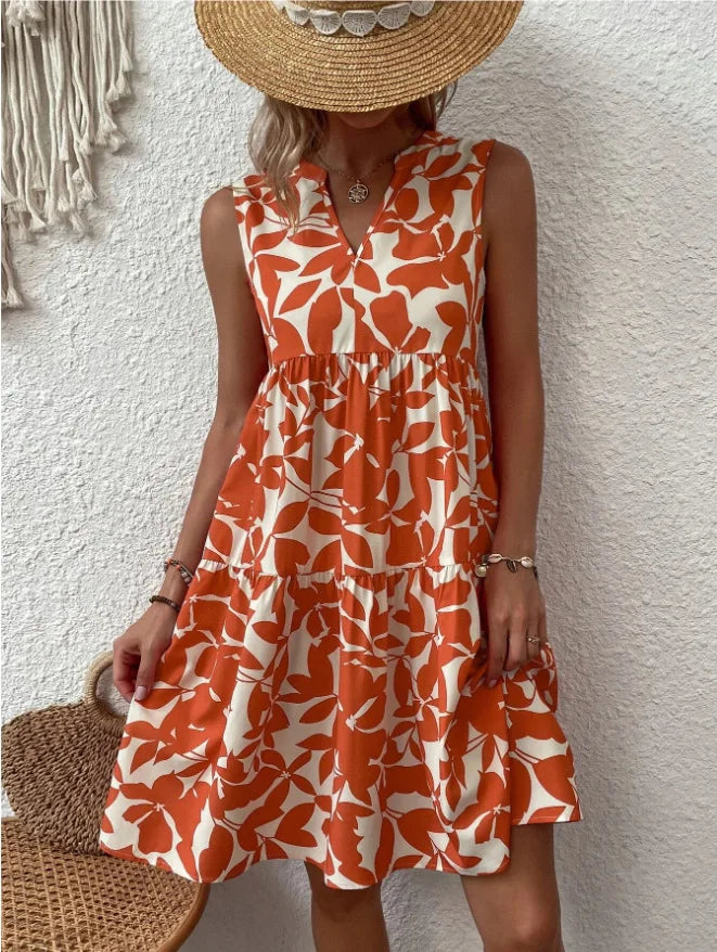 Women's Sleeveless Floral Print Dress