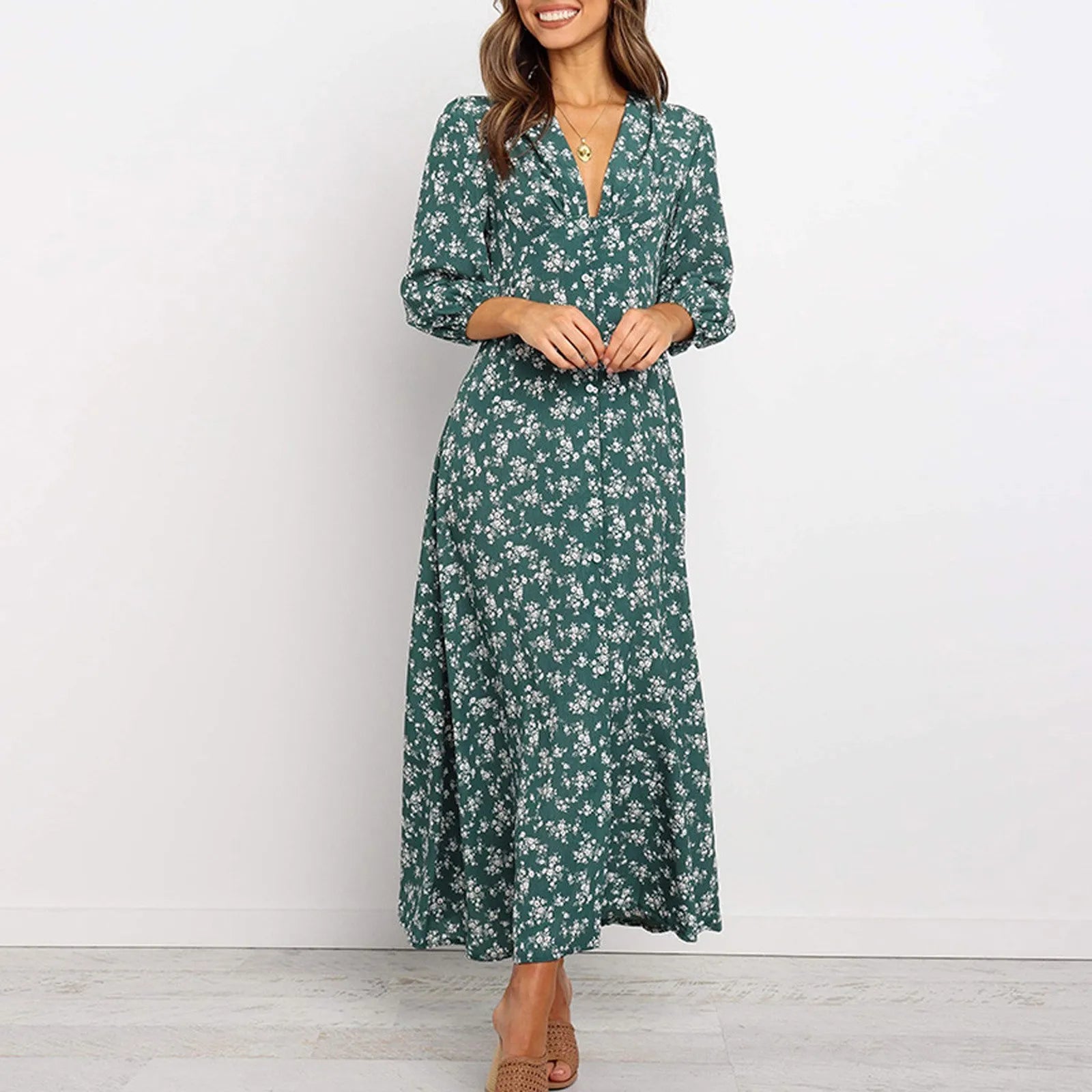 Women's Long Sleeve Floral Maxi Dress