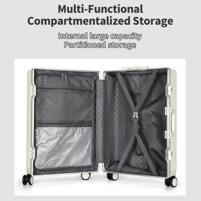 Aluminum Suitcase Front Opening Rolling Luggage