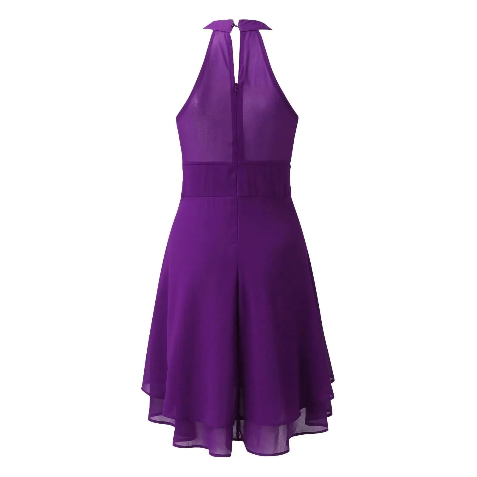 Women's Sleeveless Chiffon High-Waist Layered Halter Dress