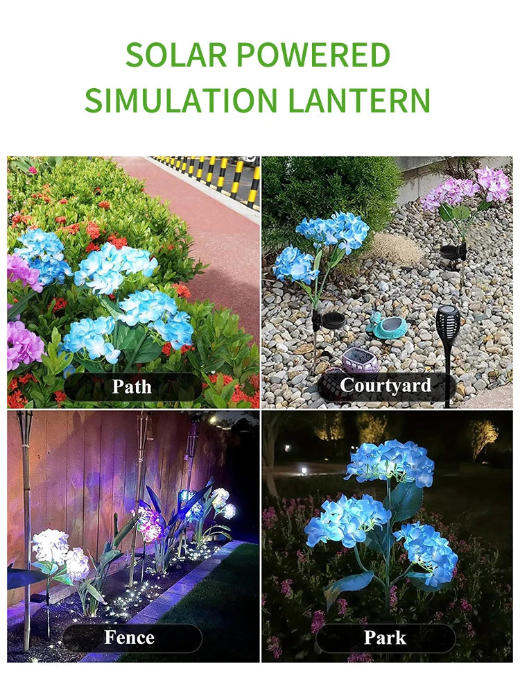 1PC Outdoor Solar-Powered Hydrangea Lanterns