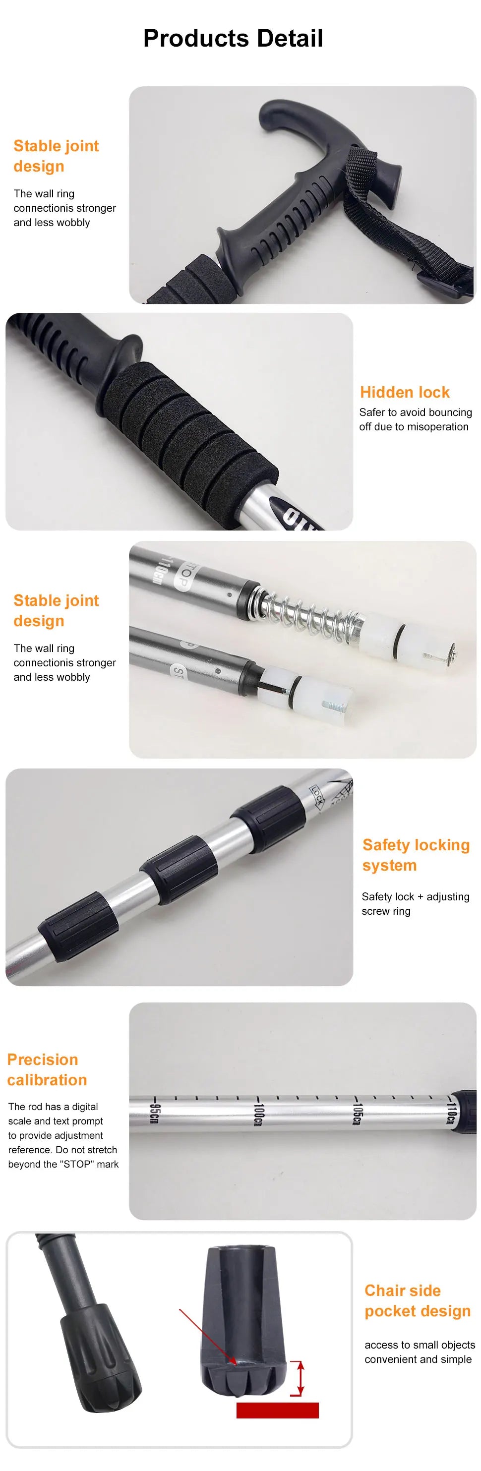Outdoor Folding Portable Walking Hiking Telescopic Stick