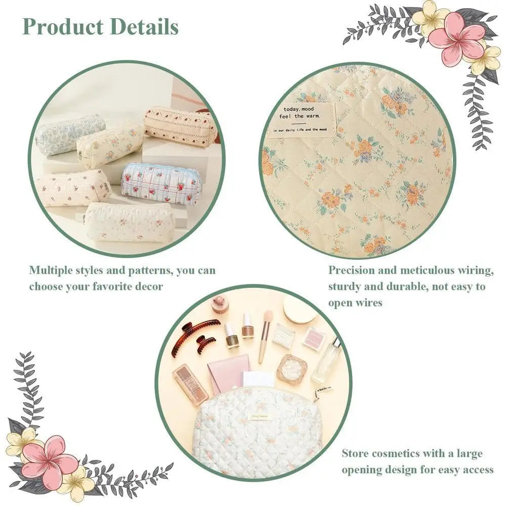 1pcs Quilted Cotton Makeup Bag